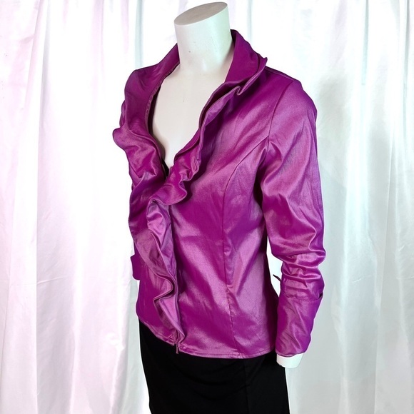 SAMUEL DONG LIGHT PURPLE METALLIC JACKET FROMT ZIPPER PURPLE JACKET WOMEN SMALL - Picture 8 of 11
